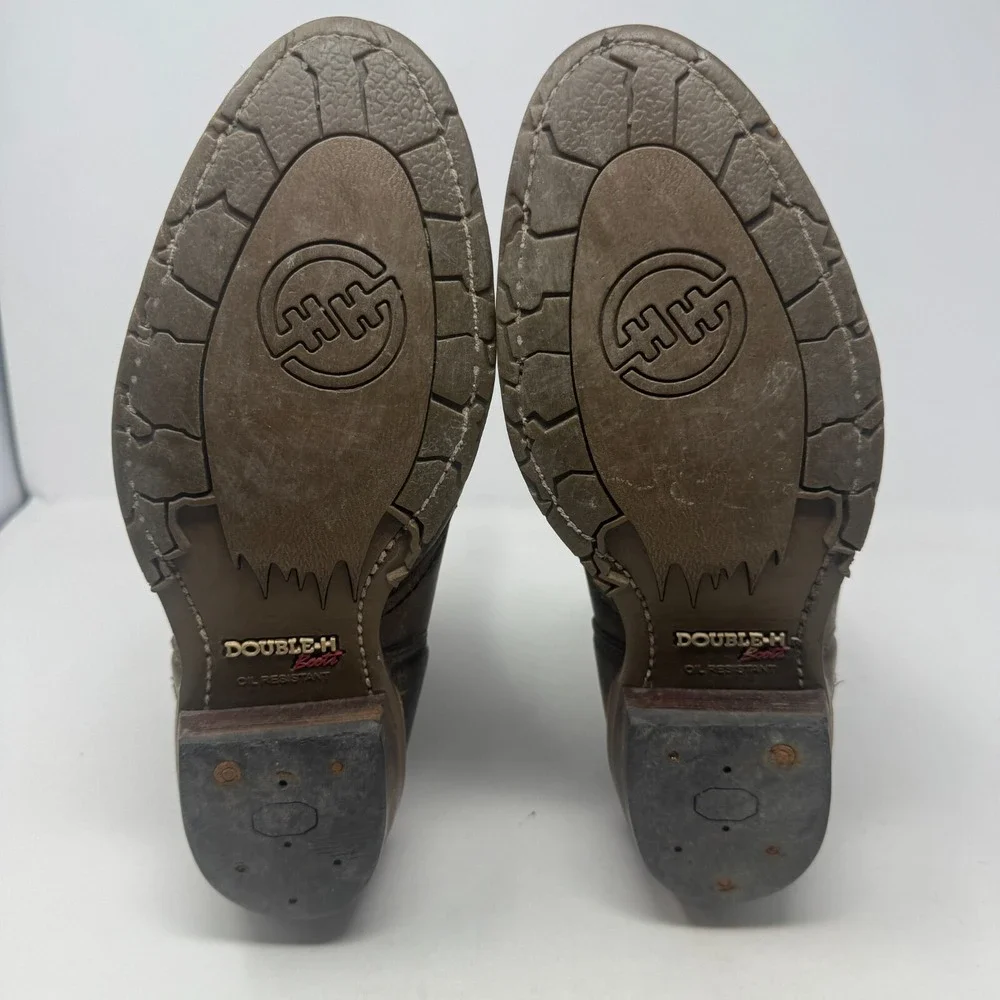 Double-H Lacer Logger Brown Work Boots Round‎ Toe DH9718 Men's Size 8.5D USA